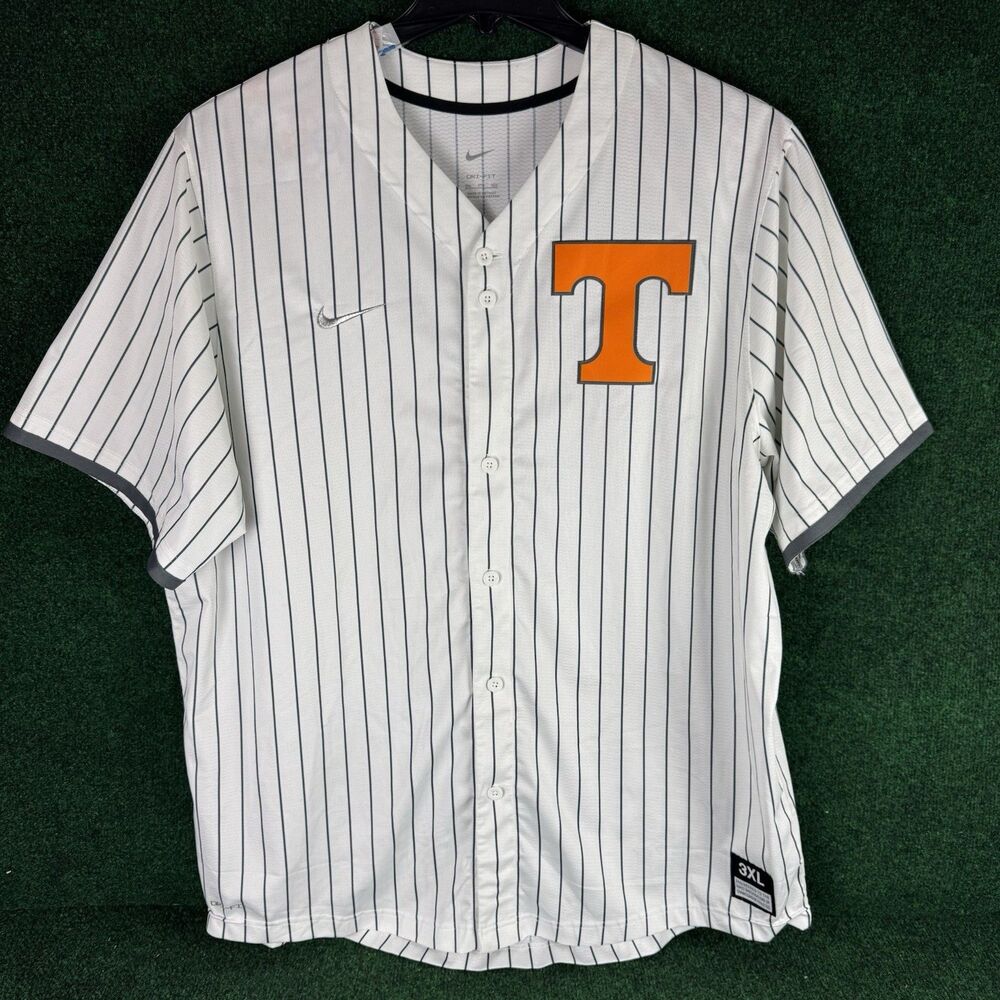 Tennessee Volunteers Nike Dri-Fit Pinstriped Baseball Jersey Mens Size 3XL